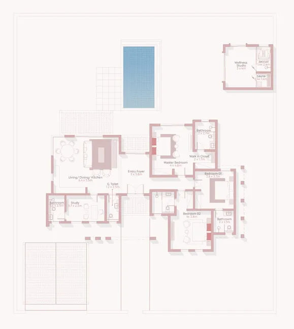 Jebel Sifah - Raya 3 bed floor plan, 1,690 – 1,970 sqft