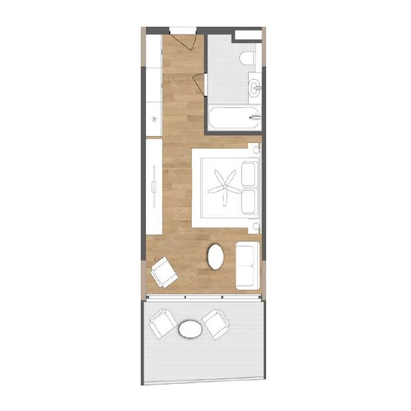 Radisson Resort Maldives 1 bed floor plan, 506 – 527 sqft