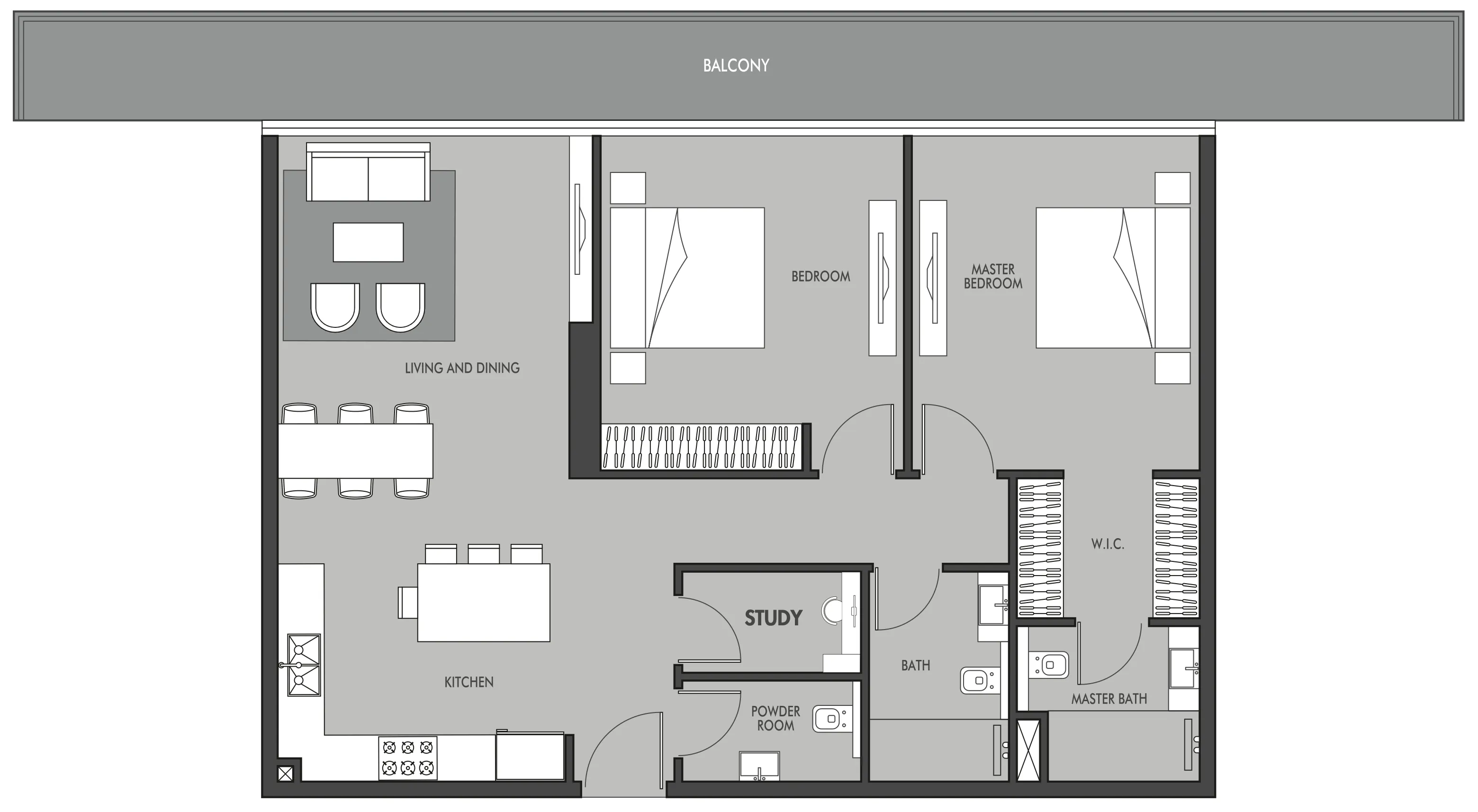 Golf Place 2 bed floor plan, 1,440 sqft
