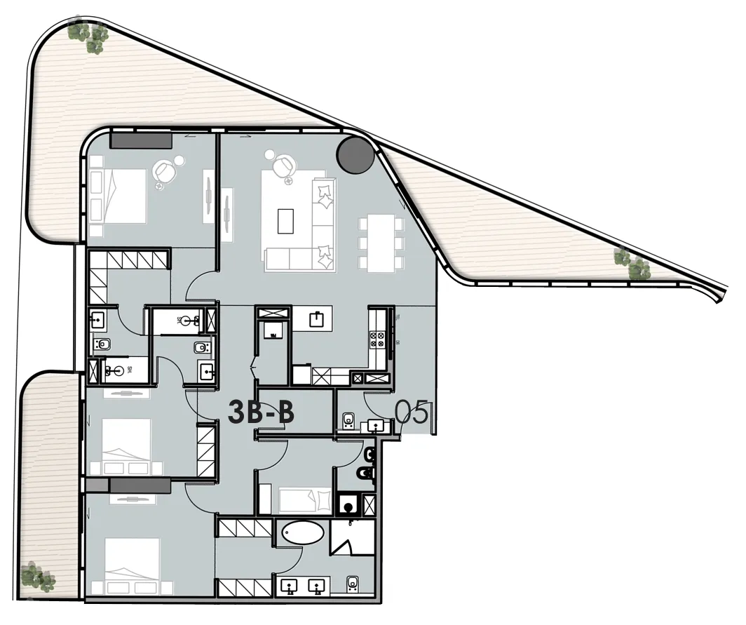 Do Hotels and Residences 3 bed floor plan, 2,252 sqft