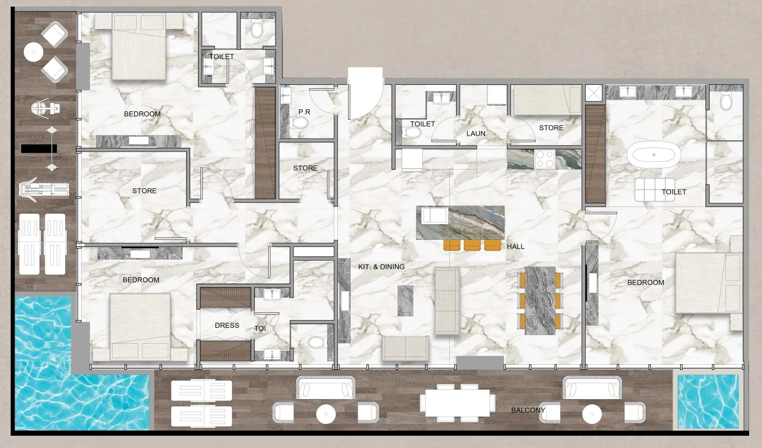 Sky Vista 3 bed floor plan, 2,601 sqft