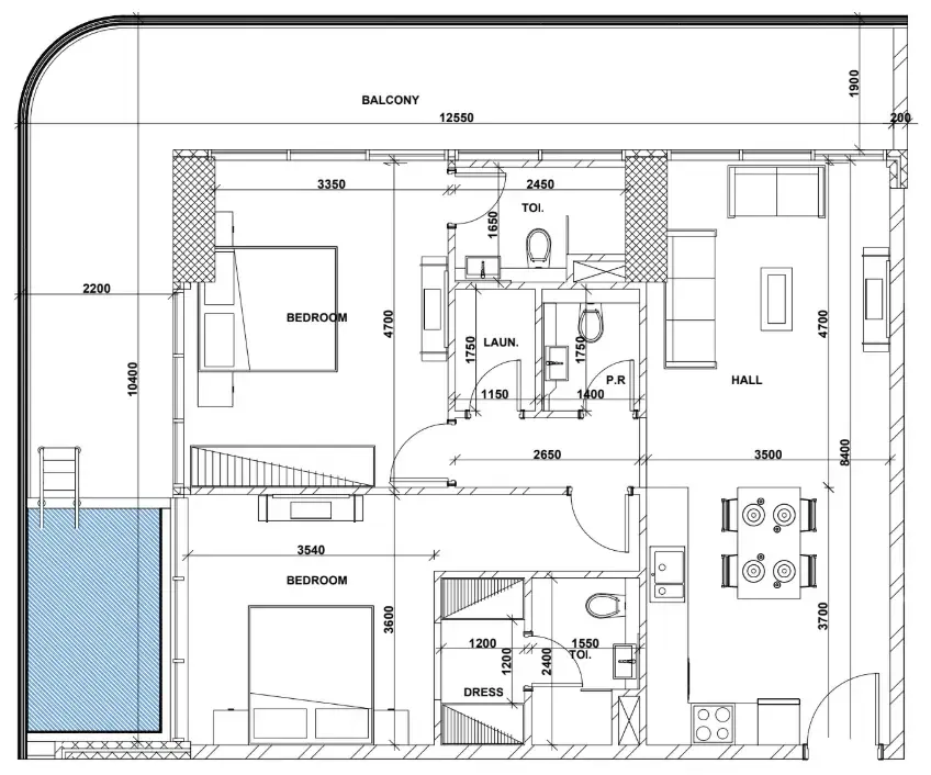 Peace Lagoons 2 2 bed floor plan, 1,397 sqft
