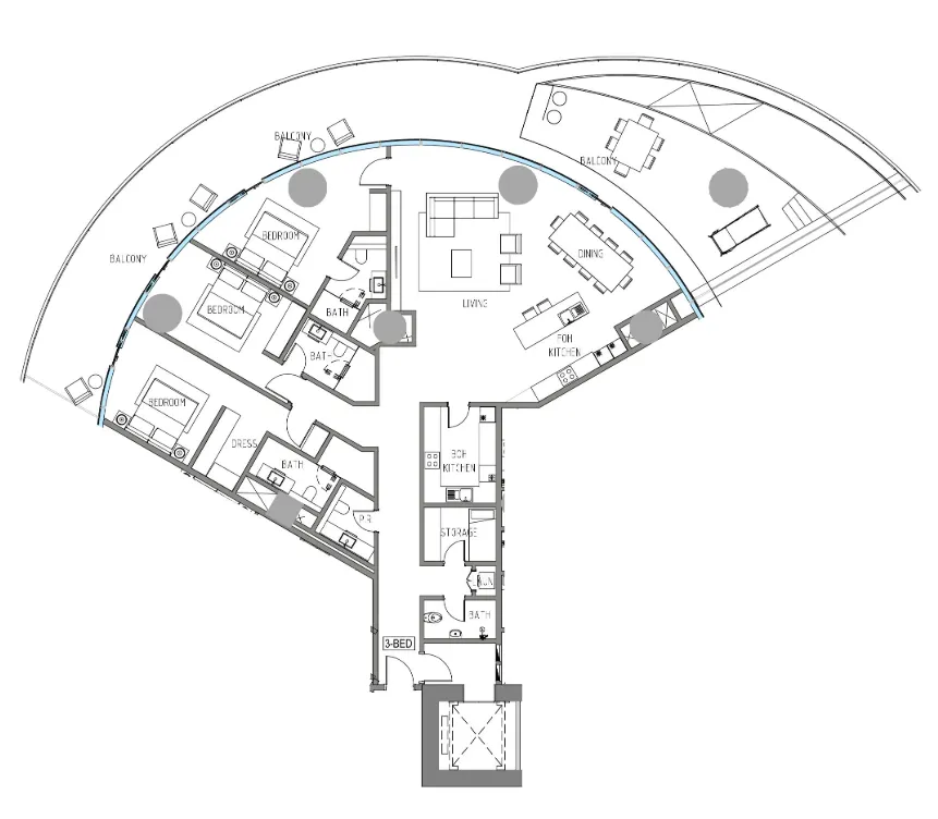 Damac Casa 3 bed floor plan, 3,906 sqft