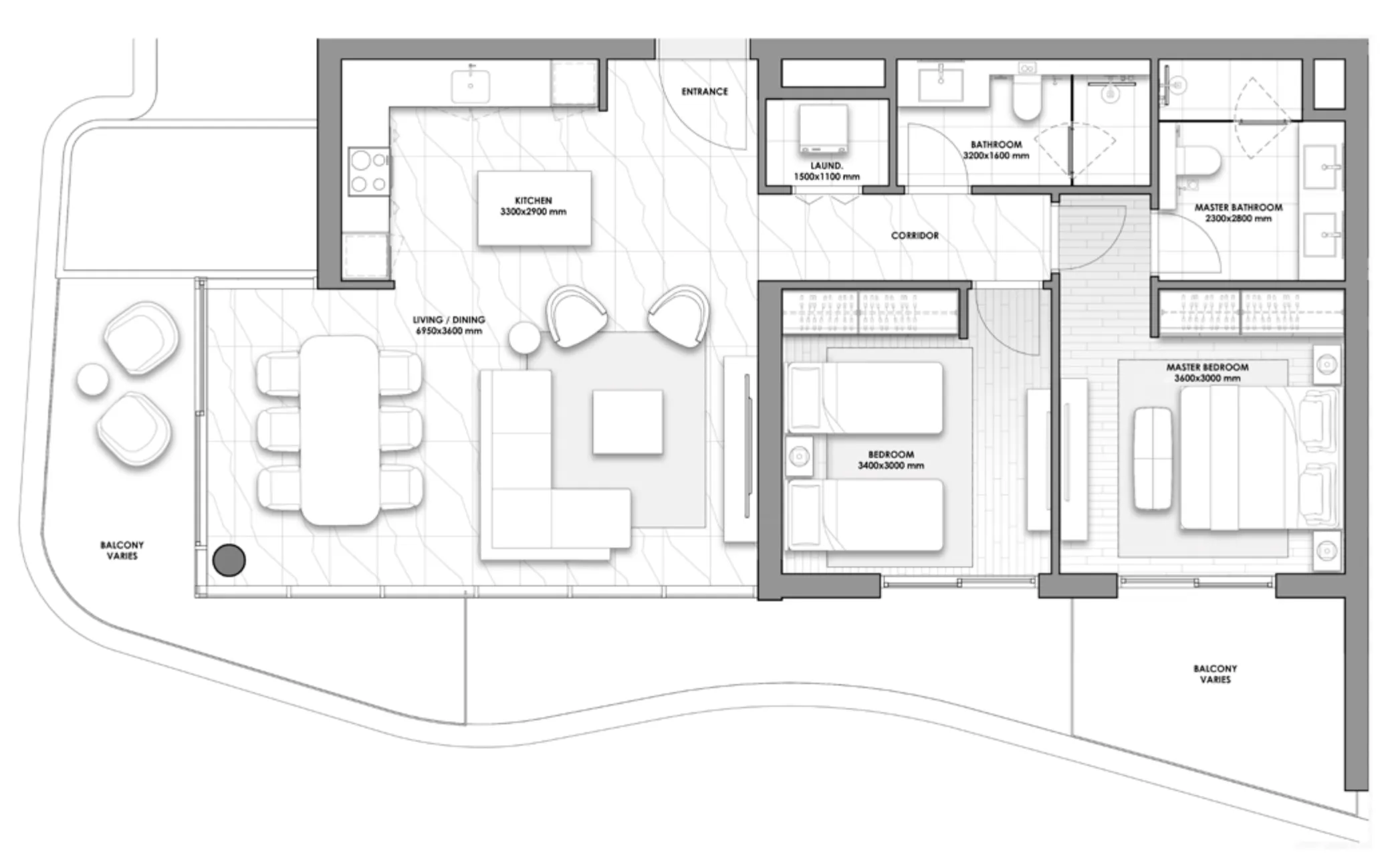 The Great Escape 2 2 bed floor plan, 1,422 – 1,434 sqft