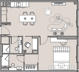 Beach Walk 4 1 bed floor plan, 776 sqft