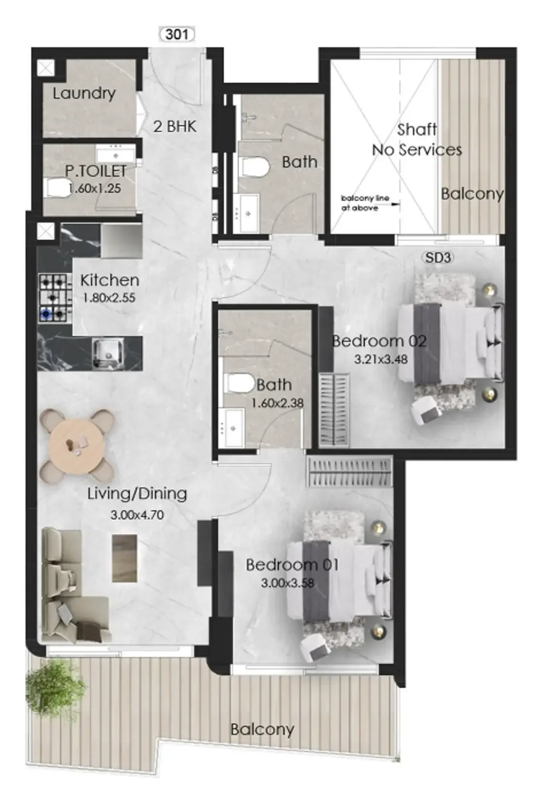 Aristo 2 bed floor plan, 878 sqft