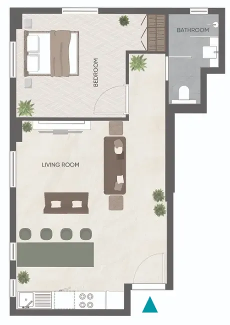 Eden Golf Views 1 1 bed floor plan, 590 sqft