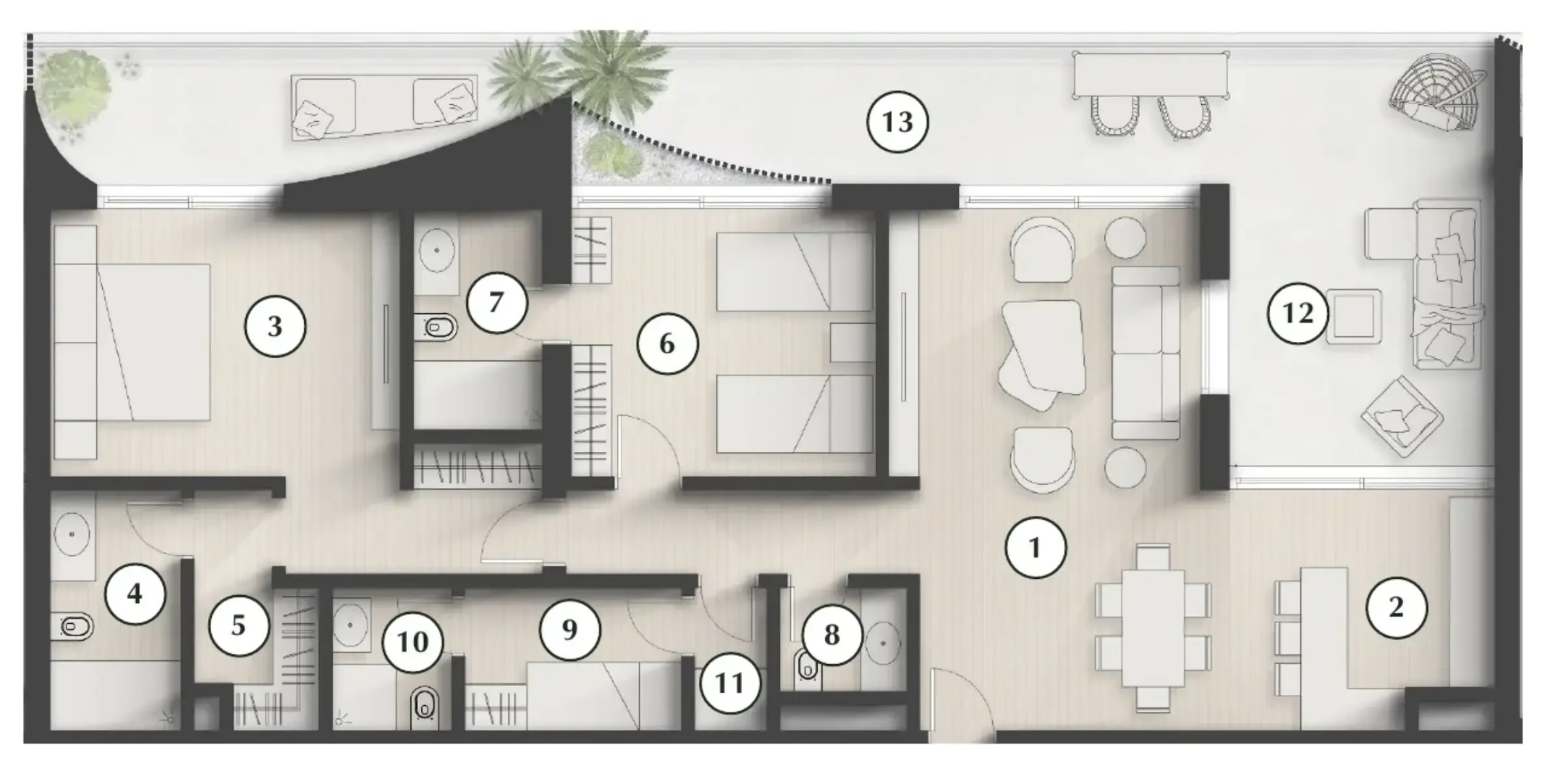 Lunaya Terraces 2 bed floor plan, 1,817 sqft
