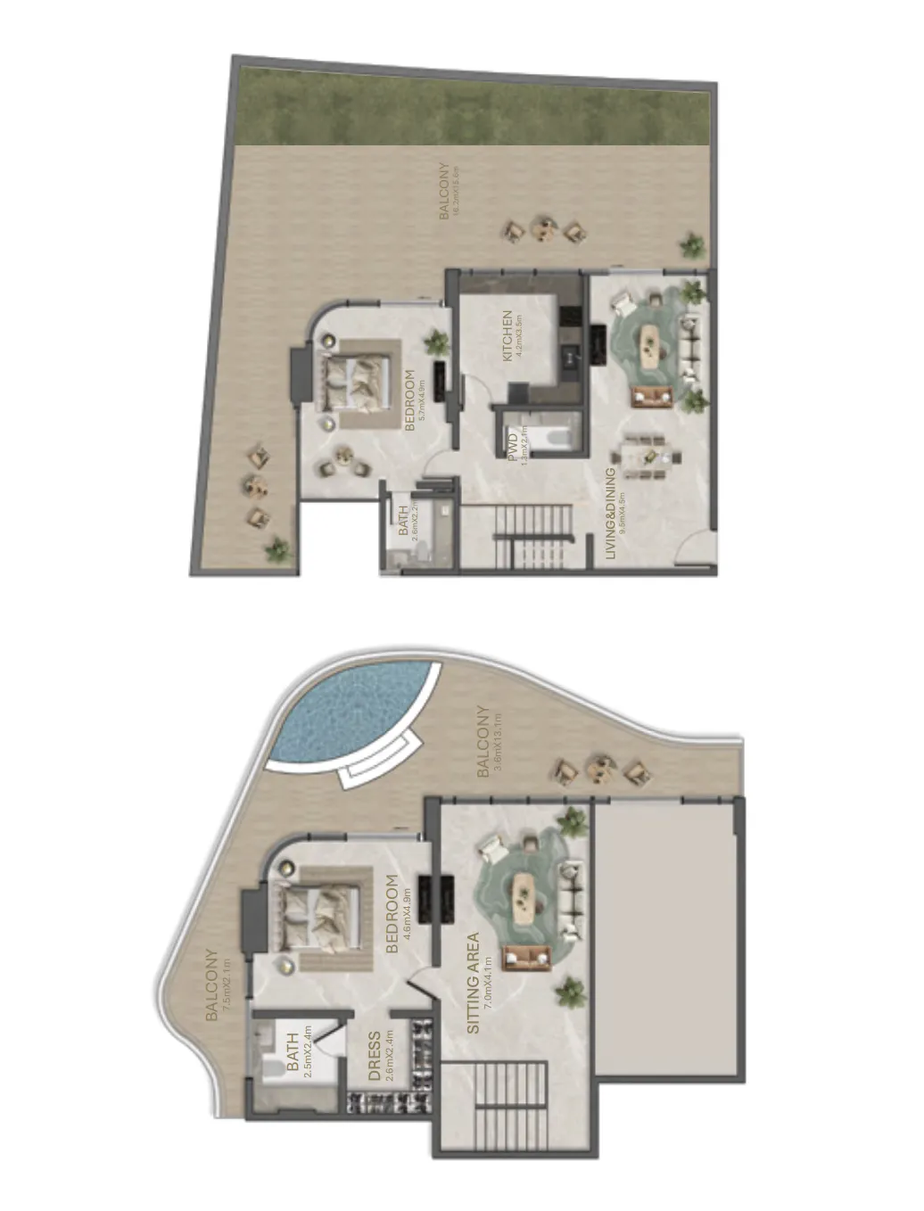 La Perla by BNW Developments 2 bed floor plan, 4,206 sqft