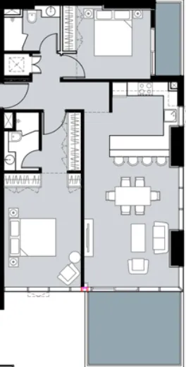 Damac Hills - Golf Gate 2 2 bed floor plan, 1,132 sqft