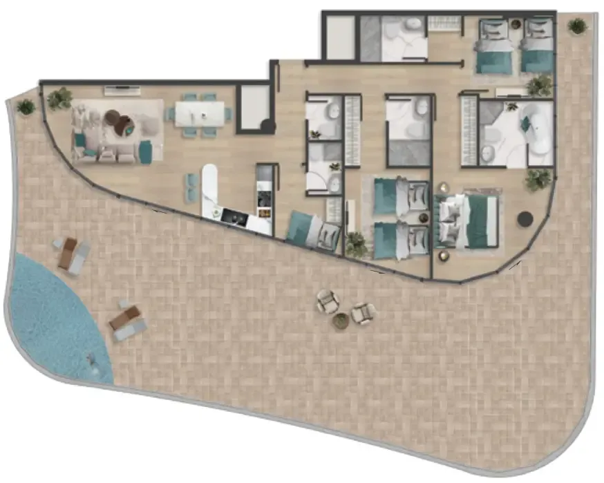 Pelagia 3 bed floor plan, 3,373 sqft