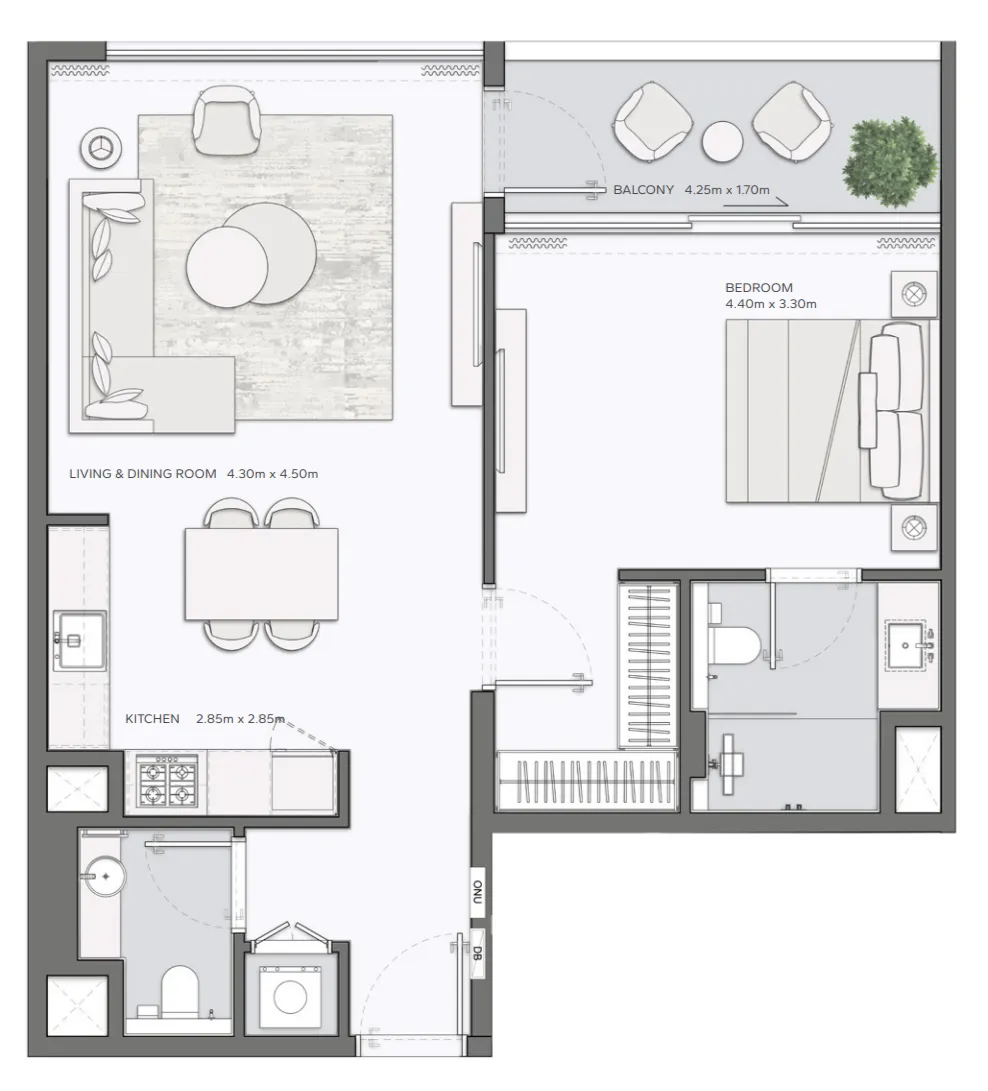 Mansory Residences by Amaal 1 bed floor plan, 867 sqft