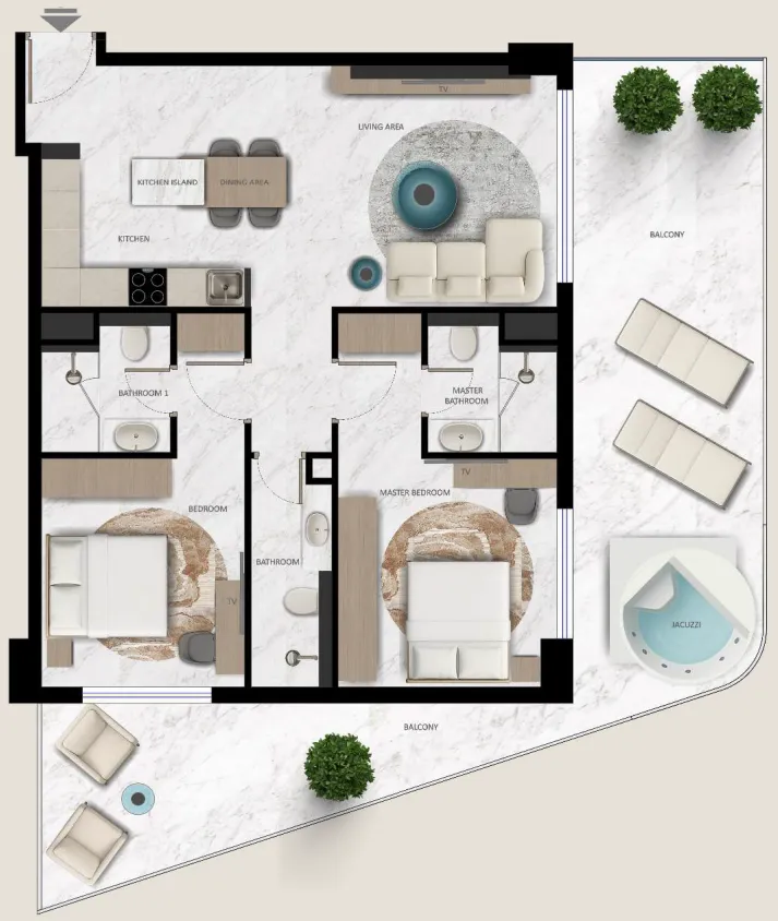 Aark Terraces 2 bed floor plan, 1,380 sqft