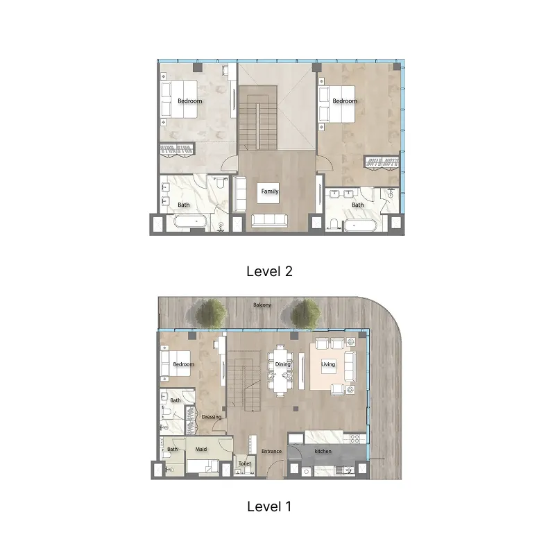 Yas Beach Residence 3 bed floor plan, 3,053 sqft