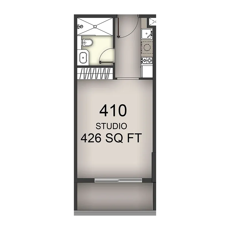 Aizel Tower Studio floor plan, 426 sqft