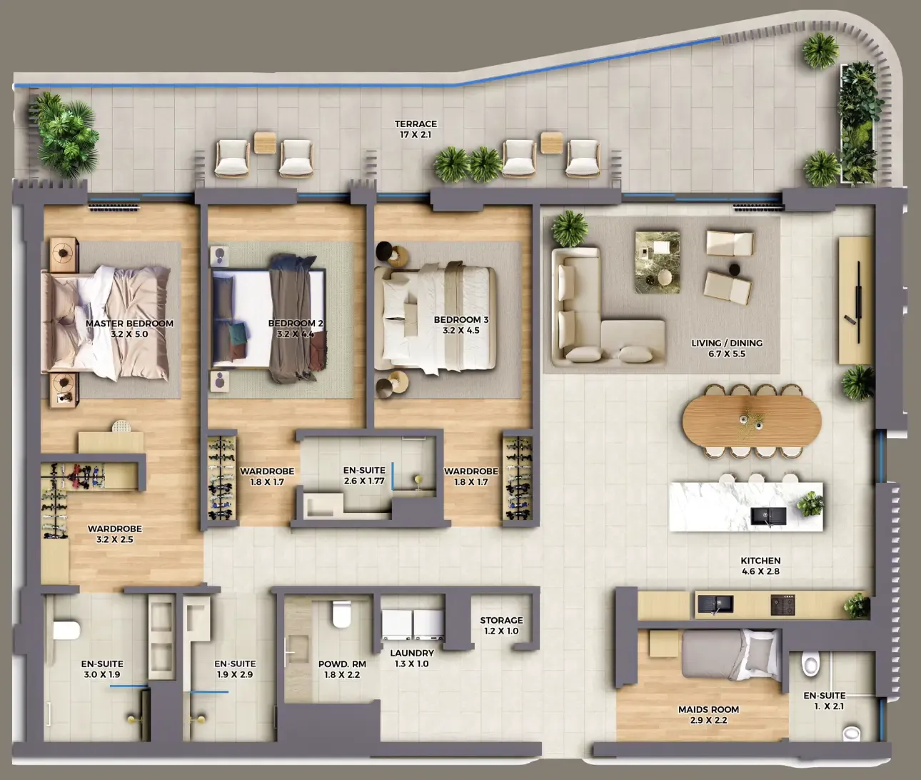 The Cape 3 bed floor plan, 2,591 sqft