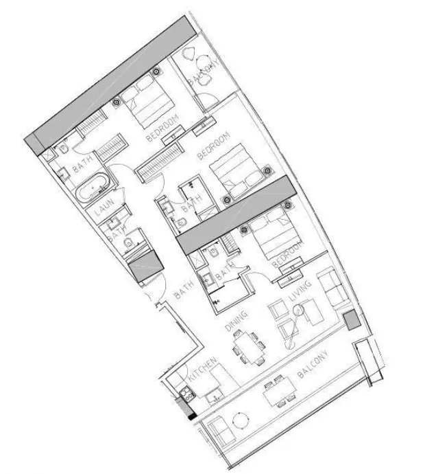 Safa Two de Grisogono 3 bed floor plan, 1,673 sqft