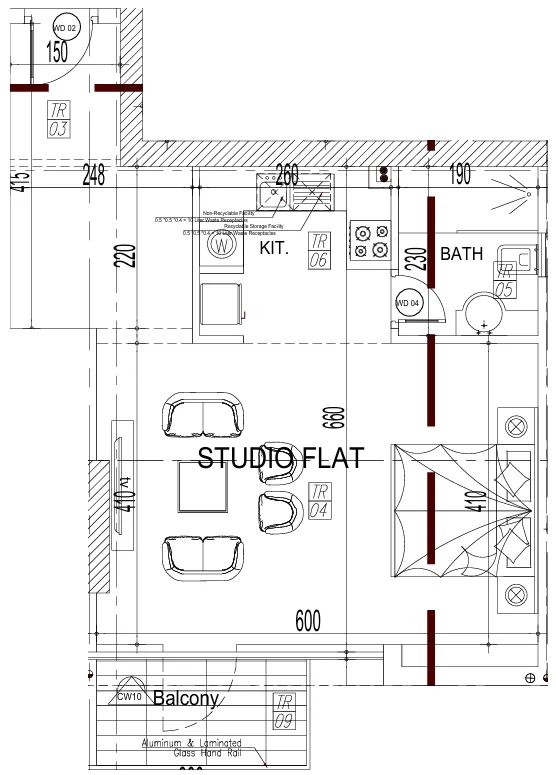 Paradise View II Studio floor plan, 540 – 577 sqft