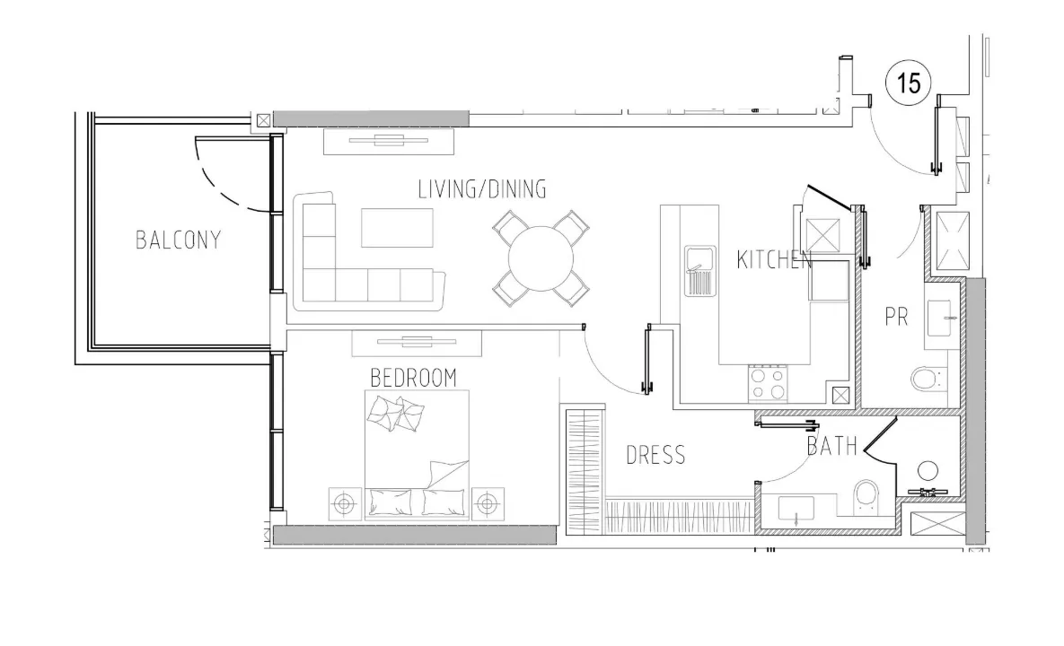 Damac Riverside Views 1 bed floor plan, 846 – 889 sqft