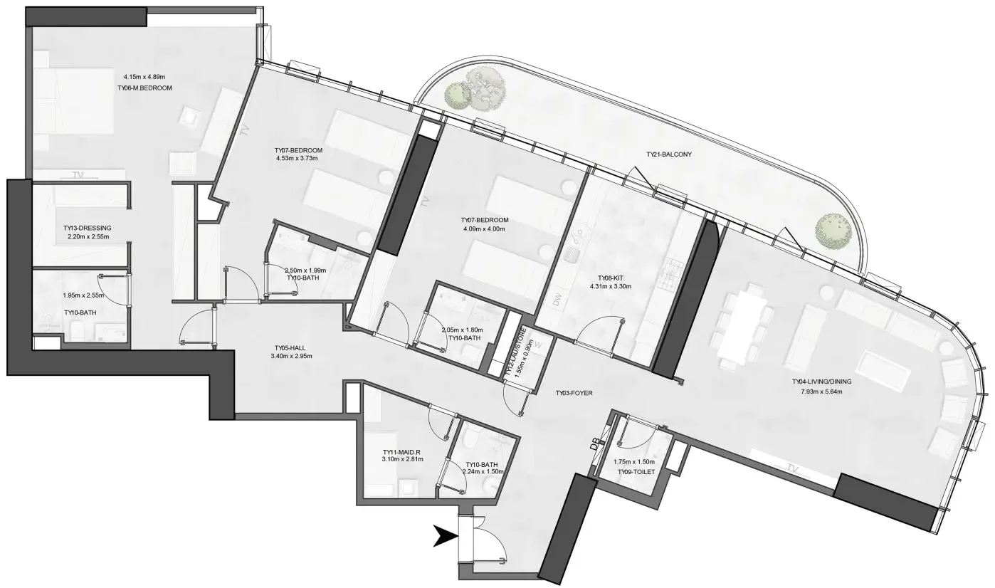 Joud Tower 3 bed floor plan, 2,663 sqft