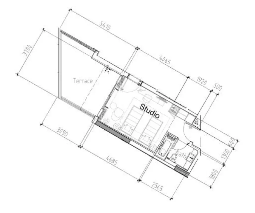 Damac Hills 2 - Hotel Edge by Rotana Studio floor plan, 474 sqft