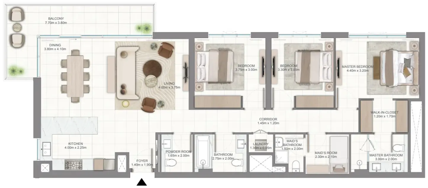 Golf Vale 3 bed floor plan, 1,725 sqft