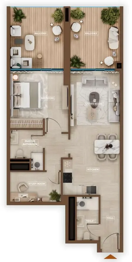 Sky Hills Astra 1 bed floor plan, 1,024 sqft