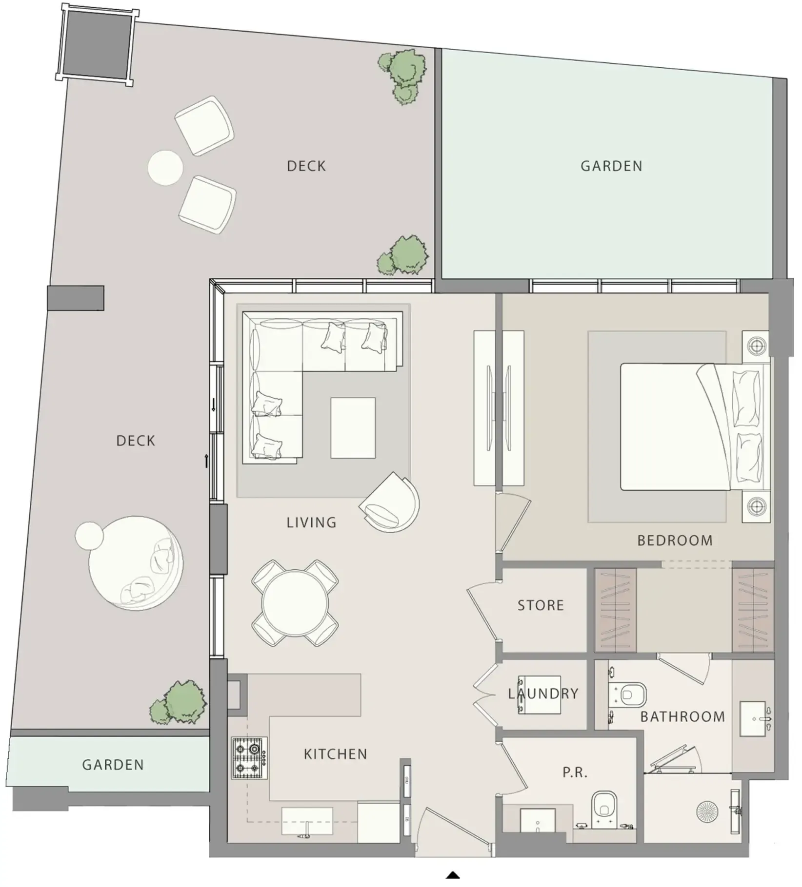 Uno-Luxe 1 bed floor plan, 1,261 sqft