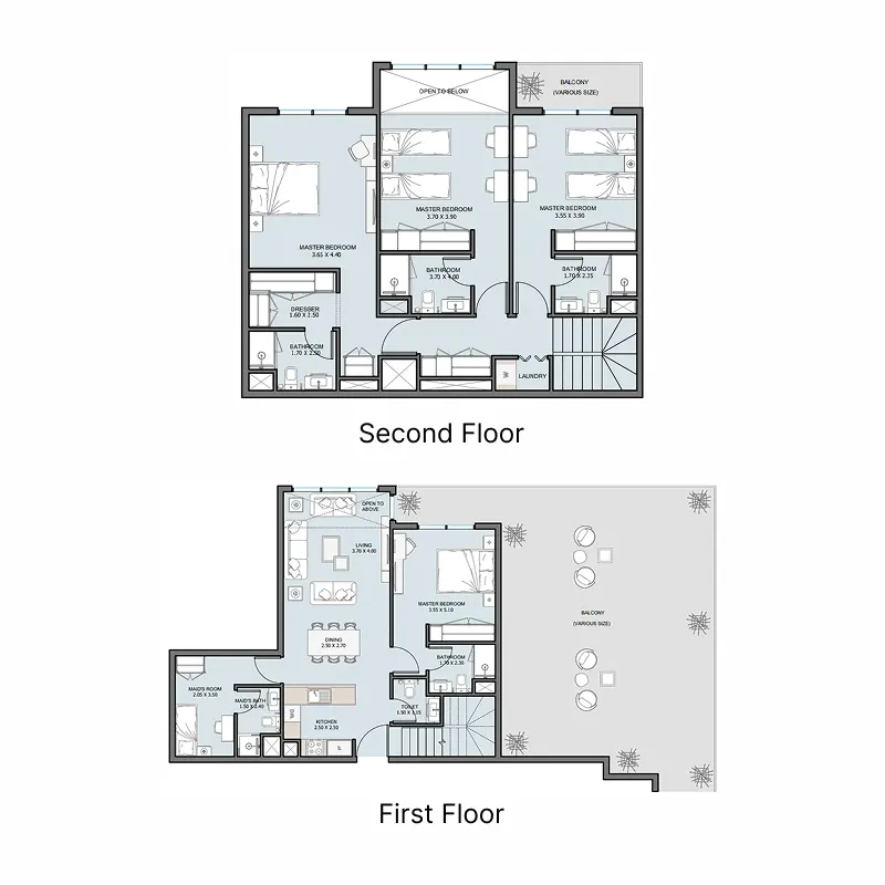 The District 4 bed floor plan, 2,395 – 2,970 sqft