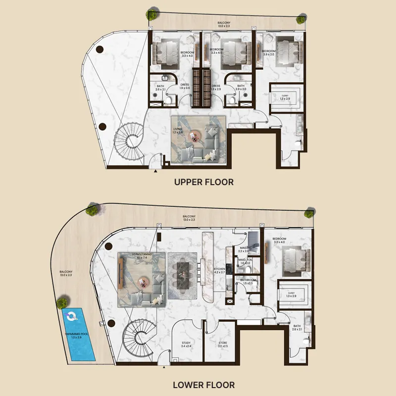 Saas Hills 4 bed floor plan, 4,392 sqft