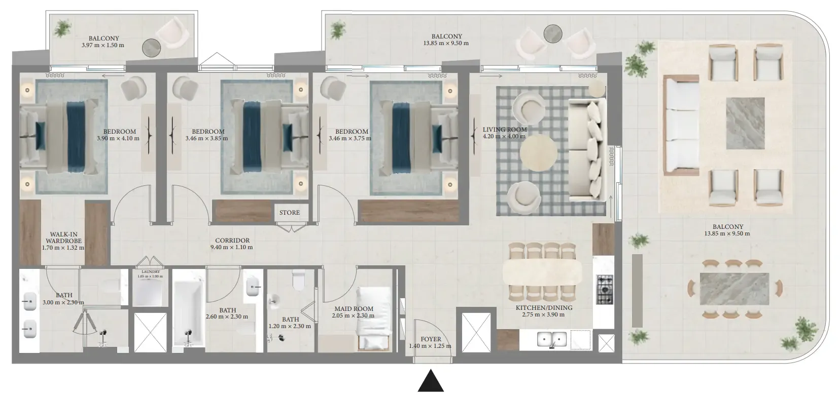 Fior 1 3 bed floor plan, 2,167 sqft
