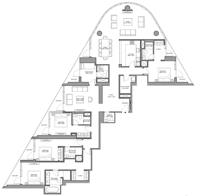 Skyvue Stellar 4 bed floor plan, 3,111 sqft