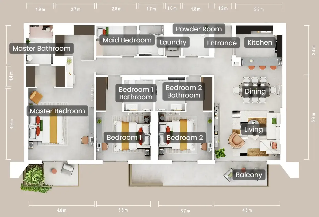 Rise by Athlon 3 bed floor plan, 2,057 – 2,718 sqft