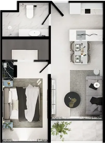Sun Hills Layan 1 bed floor plan, 463 sqft