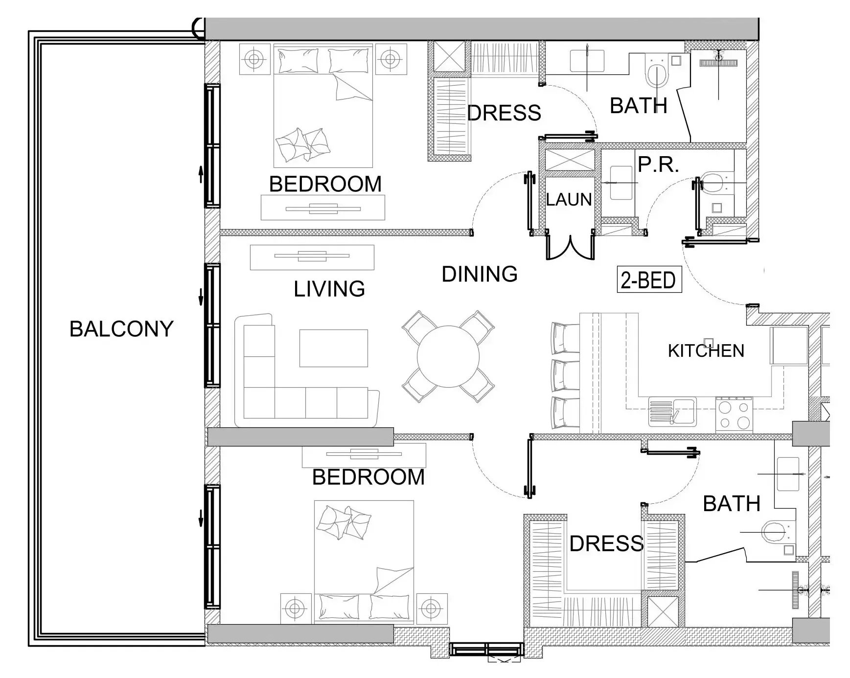 Valencia 2 bed floor plan, 1,261 sqft