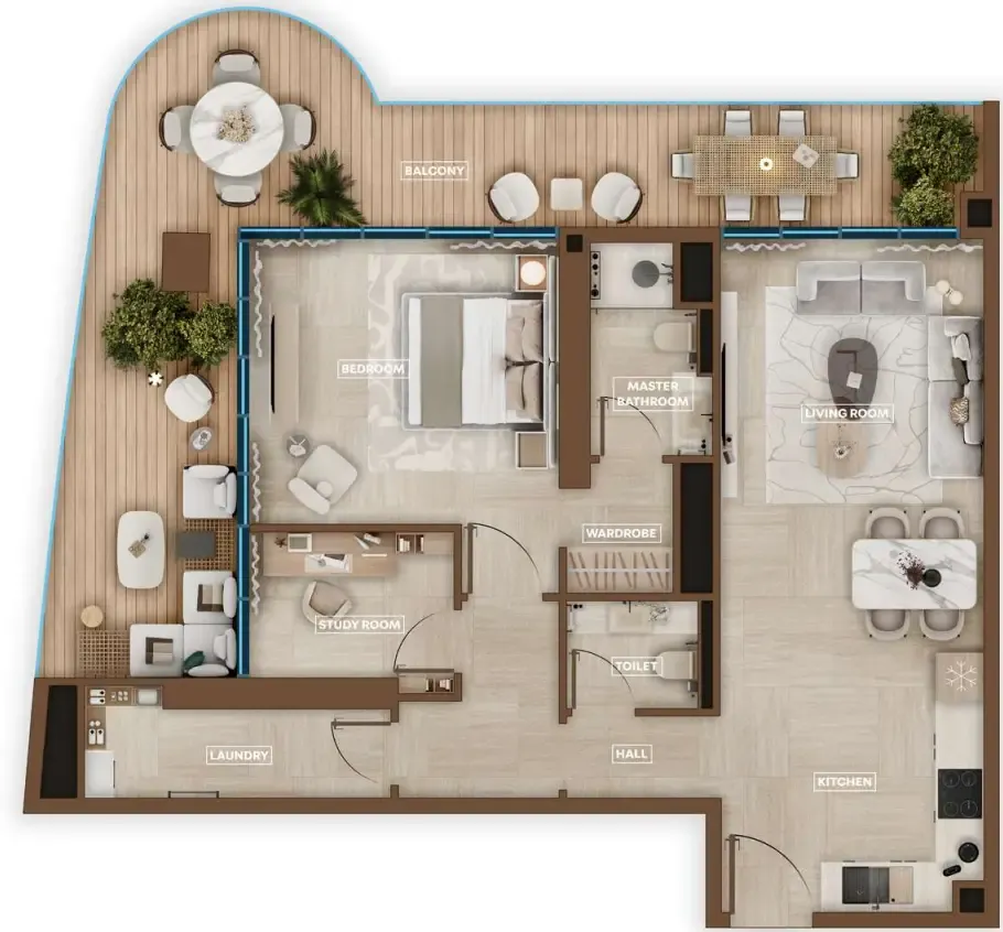Sky Hills Astra 1 bed floor plan, 1,084 – 1,206 sqft