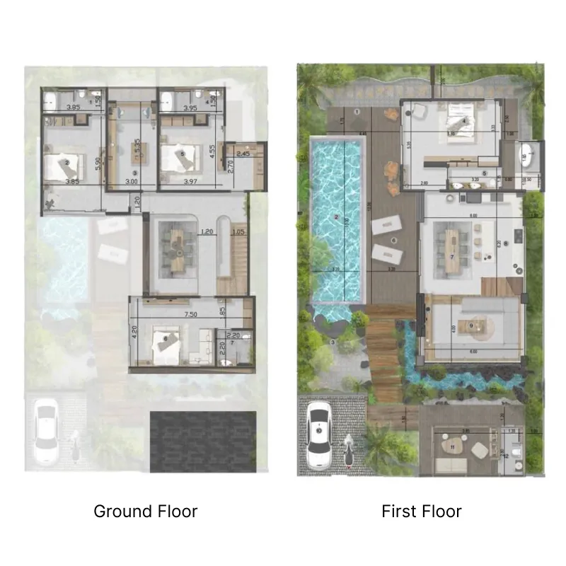Umalas Reserve 4 bed floor plan, 3,218 sqft