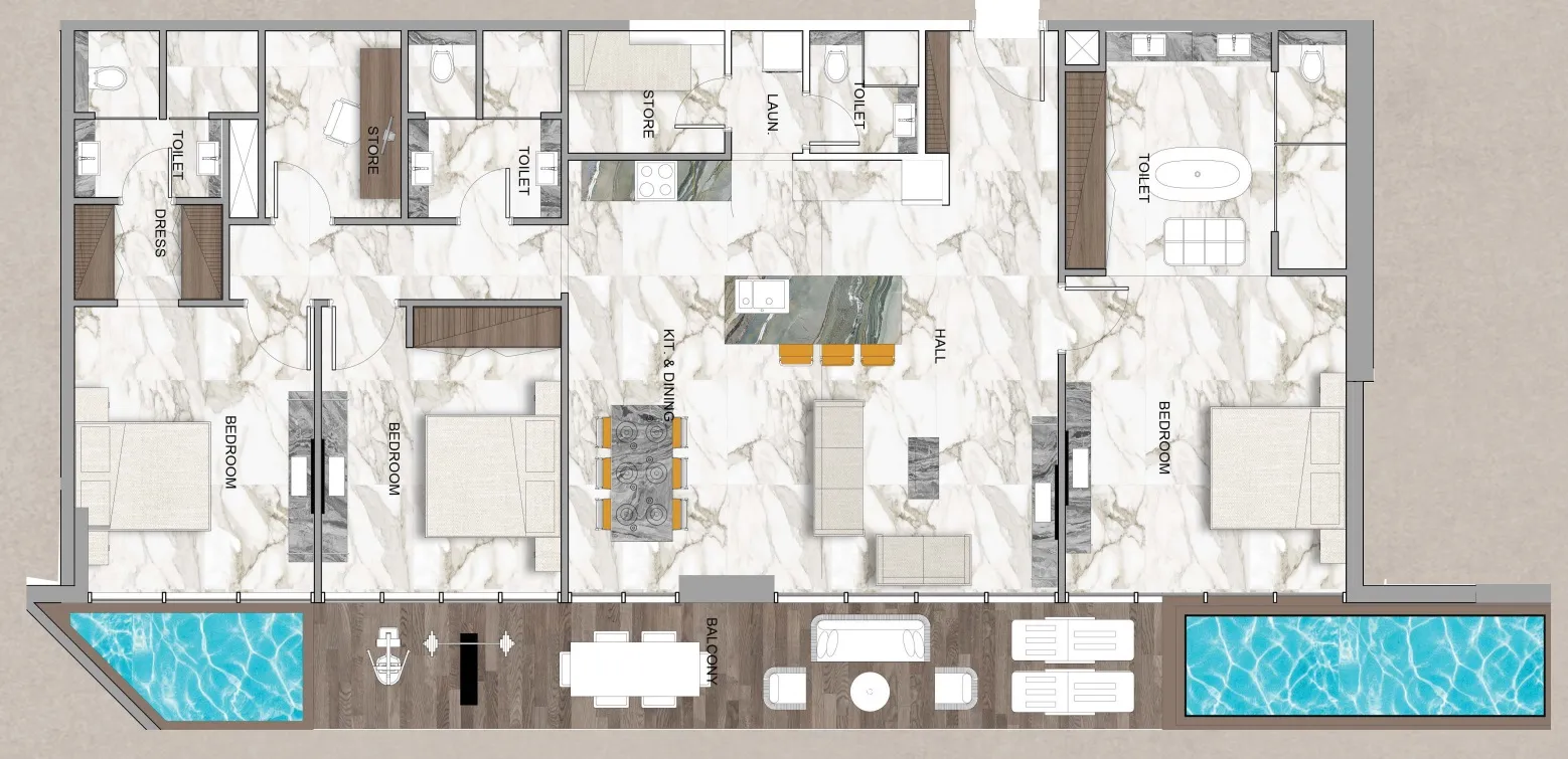 Sky Vista 3 bed floor plan, 2,170 sqft