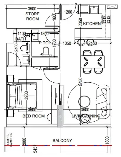 Al Haseen Residences 6 1 bed floor plan, 791 sqft