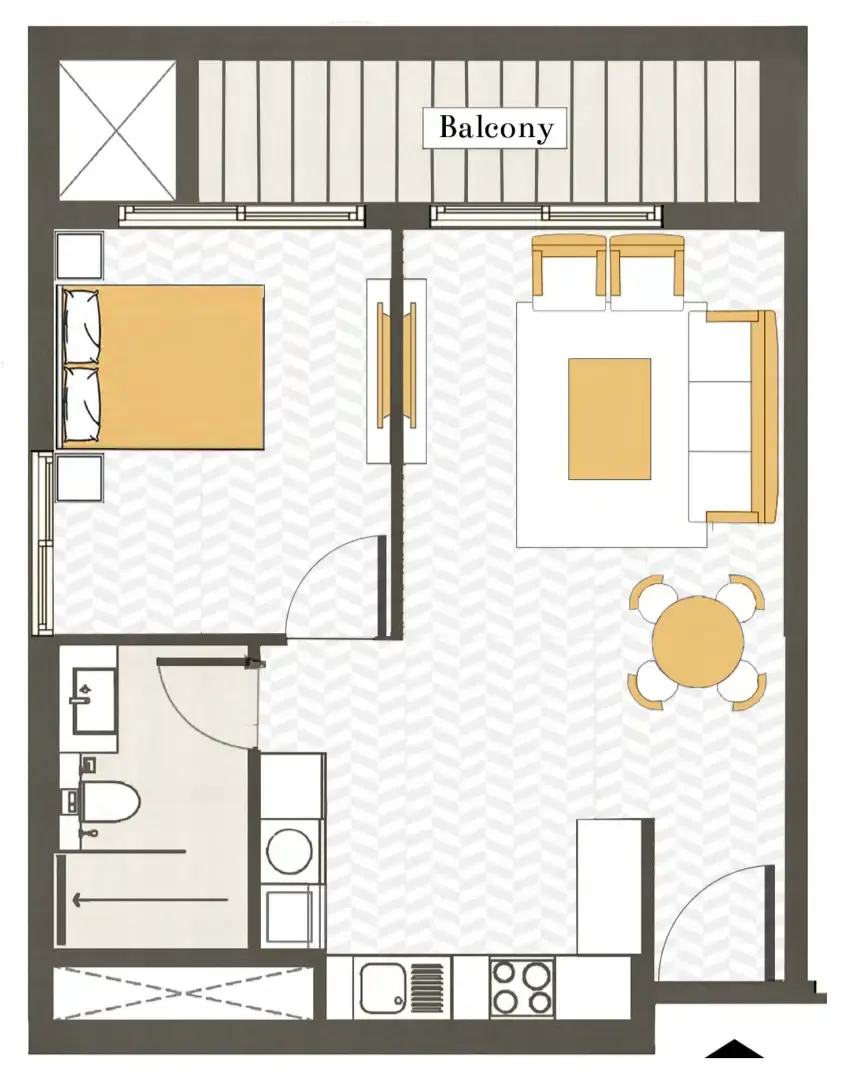 Ashwood Residences 1 bed floor plan, 669 sqft