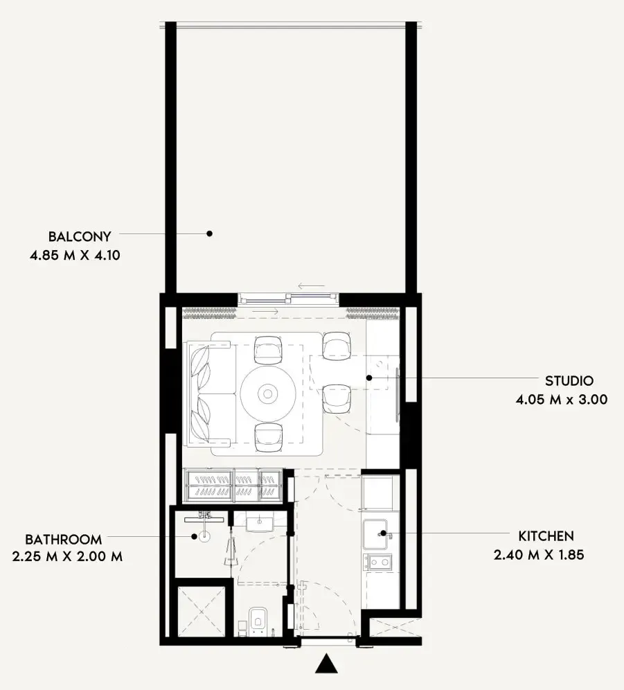 Azizi Lina Studio floor plan, 493 sqft