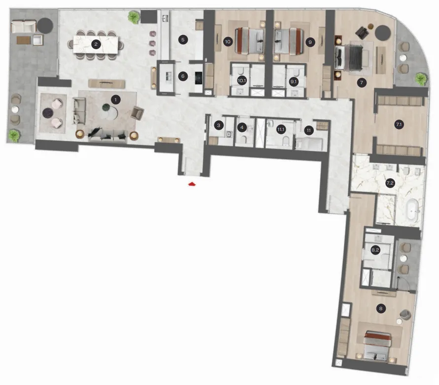 Sobha Seahaven 4 bed floor plan, 4,106 – 4,801 sqft