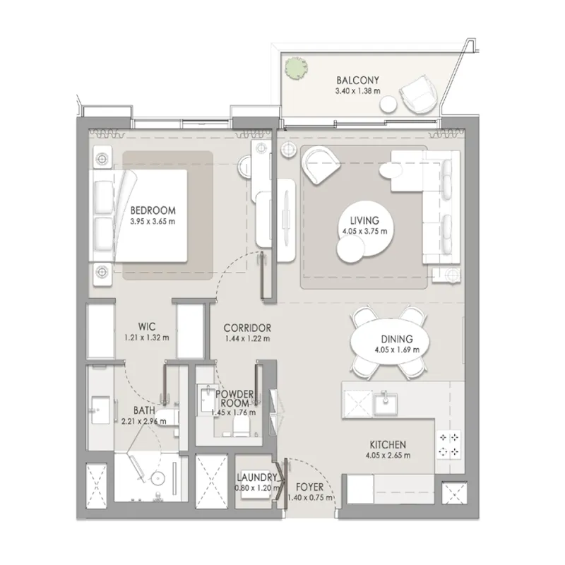 City Walk Crestlane 1 bed floor plan, 804 sqft