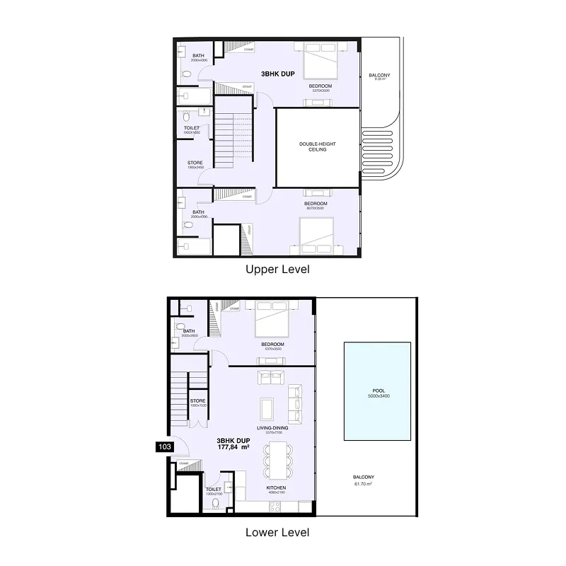 Villa Del Gavi 3 bed floor plan, 2,689 sqft