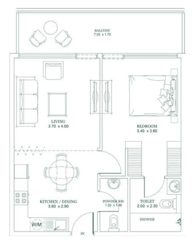 Opalz 1 bed floor plan, 753 sqft