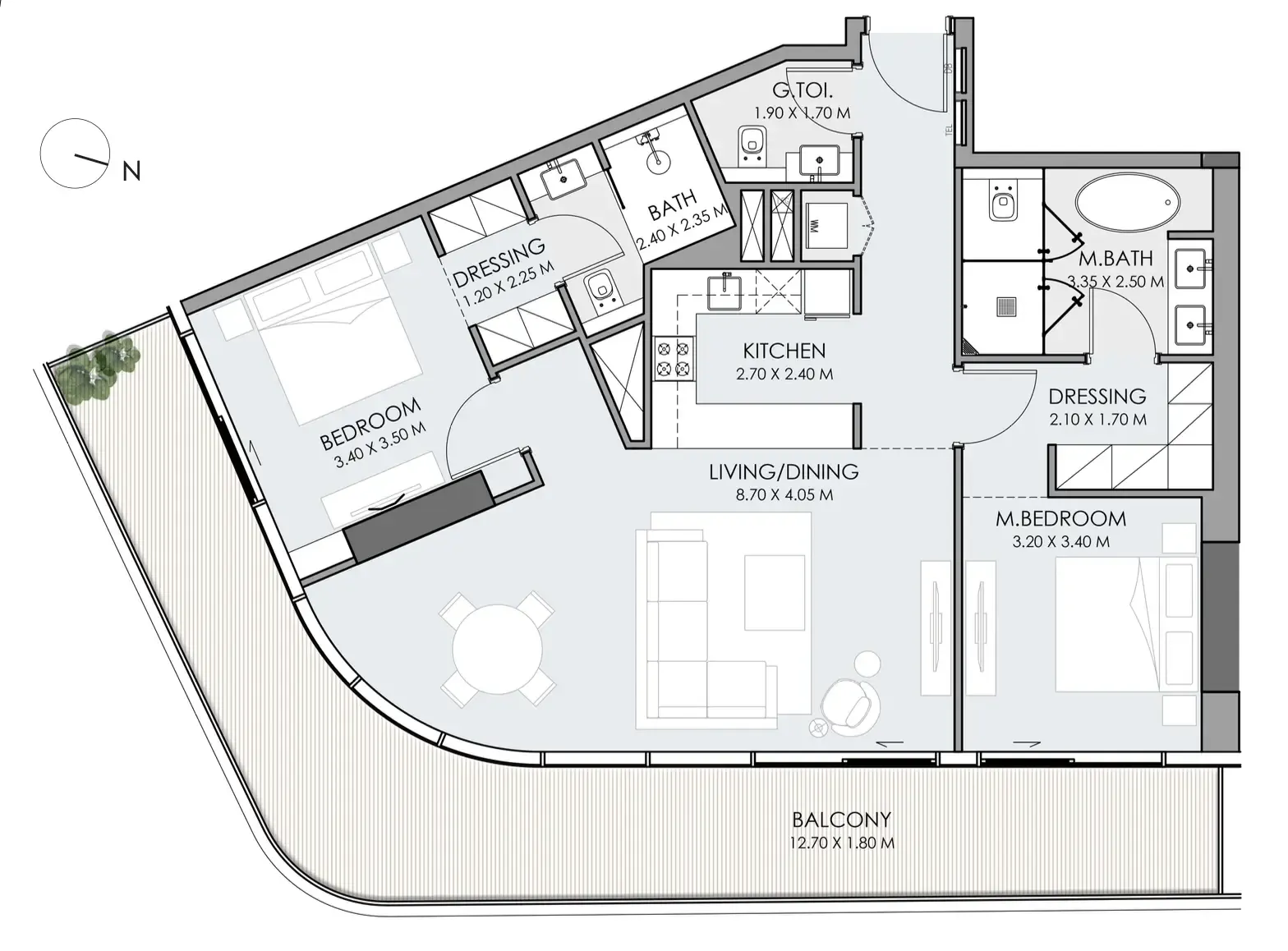Do Hotels and Residences 2 bed floor plan, 1,494 sqft