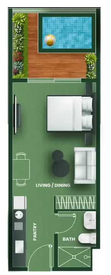 Vincitore Aqua Flora Studio floor plan, 515 sqft