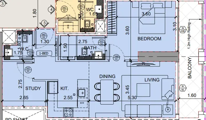 Binghatti Moonlight 1 bed floor plan, 816 sqft