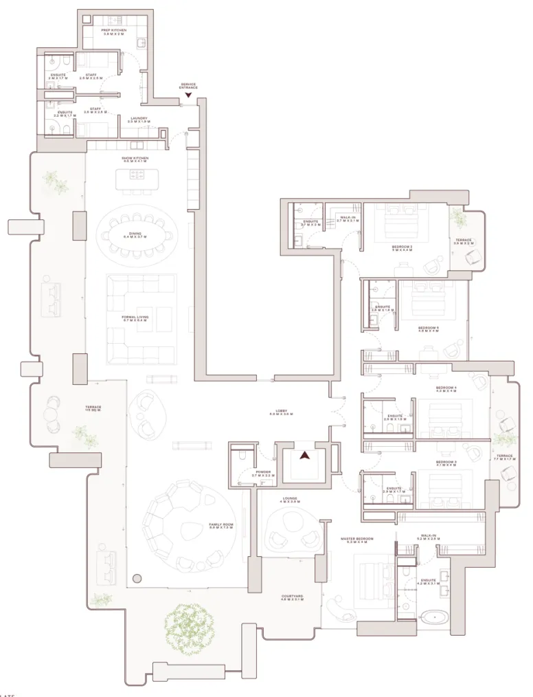 Solaya 5 bed floor plan, 6,997 sqft