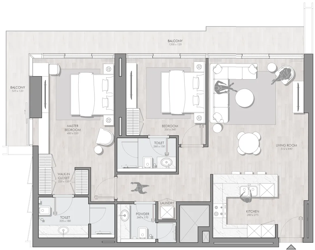 Avant Garde Residences 2 2 bed floor plan, 1,296 sqft